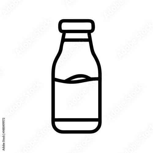 Juice Bottle Outline Icon, Minimalist Design