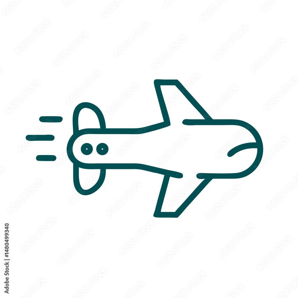 Naklejka premium Simple Airplane Line Icon, Travel Concept