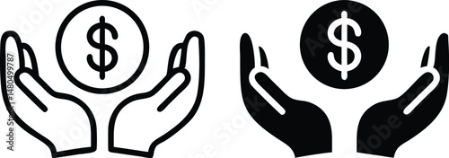 Black Hands Holding Dollar Sign for Charity and Financial Assistance Illustration