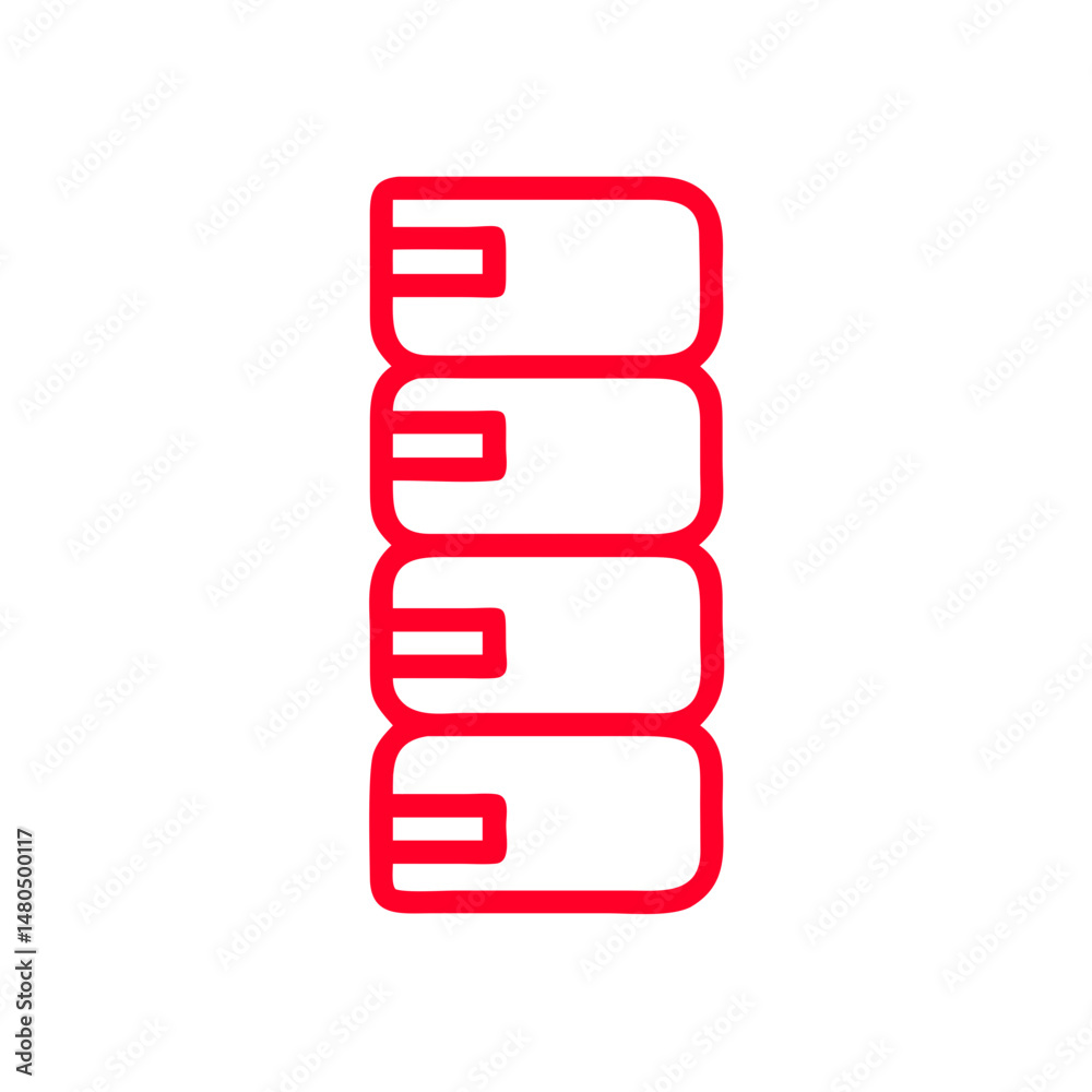 Red Book Stack Icon, Vertical Alignment Red Book Stack Icon, Vertical Alignment