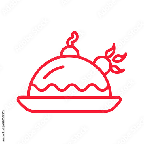 Festive Christmas Dinner Plate Icon Illustration