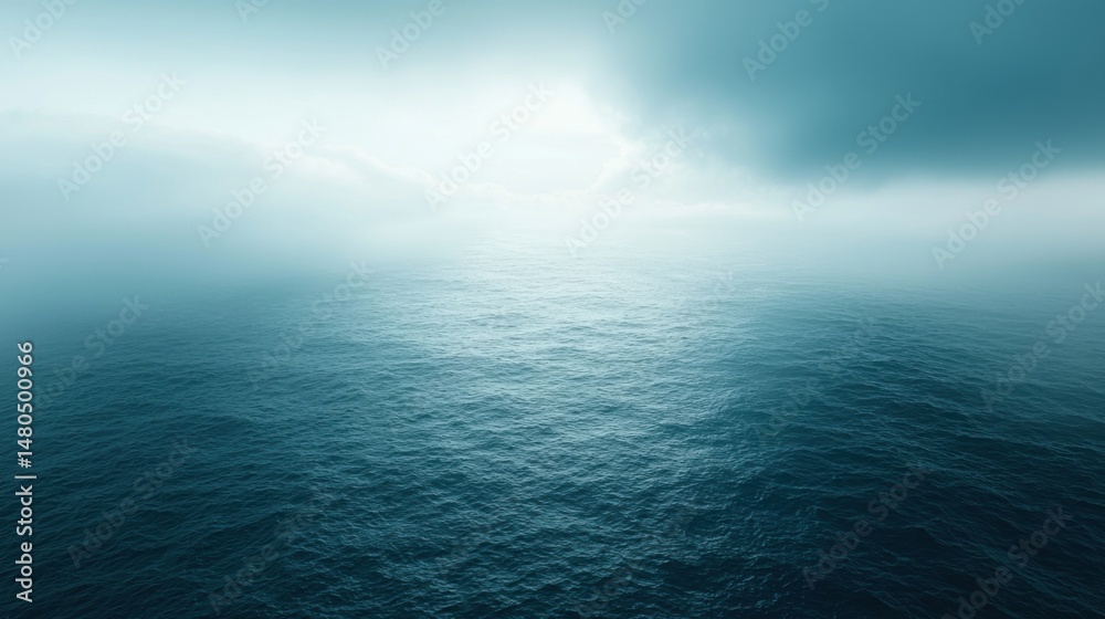 Fototapeta premium Tranquil Ocean Horizon Under Soft Clouds and Calm Waters