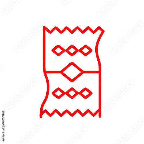 Red Kente Cloth Geometric Pattern Outline