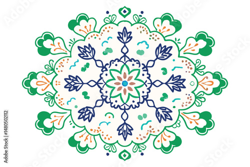Kaleidoscopic pattern using cloud-shaped petals in symmetrical arrangements
