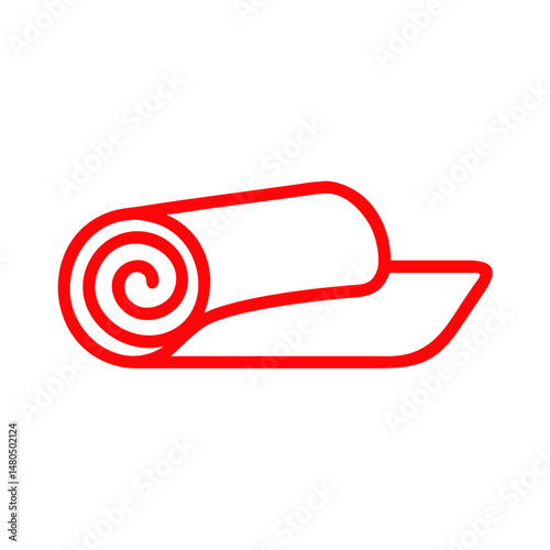 Red Rolled Mat Icon for Storage, Simple Design