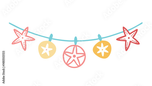 Cute Starfish Garland Vector Illustration