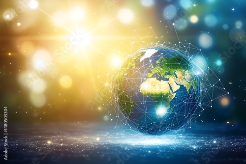 Global Network Illuminated Earth Artistic Rendering