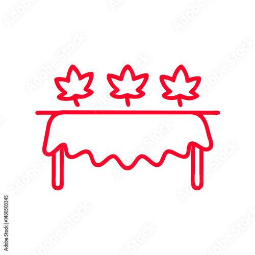 Fall Tablecloth Icon with Maple Leaf Design