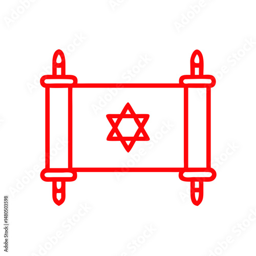Red Torah Scroll Icon with Star of David