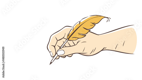 Hand Writing with Quill Vector Illustration