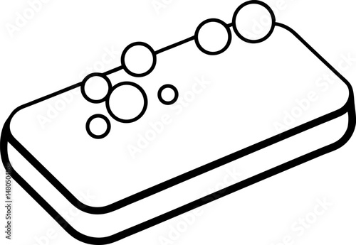 Soap Bar With Bubbles Line Art Vector Illustration