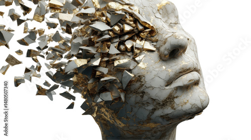 Abstract representation of human consciousness and emotional turmoil. transparent background