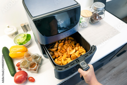 Konstfotografi Air fryer machine in the kitchen