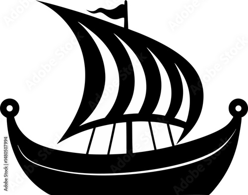 Viking Longship Silhouette Vector  