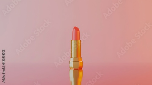 Coral Lipstick on Pink Gradient Background