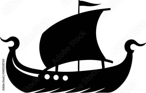Viking Longship Silhouette Vector  