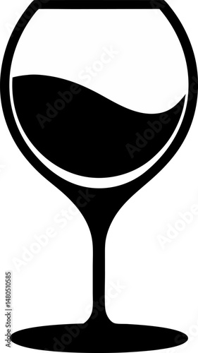 Wine Glass Half Full Silhouette Vector Illustration
