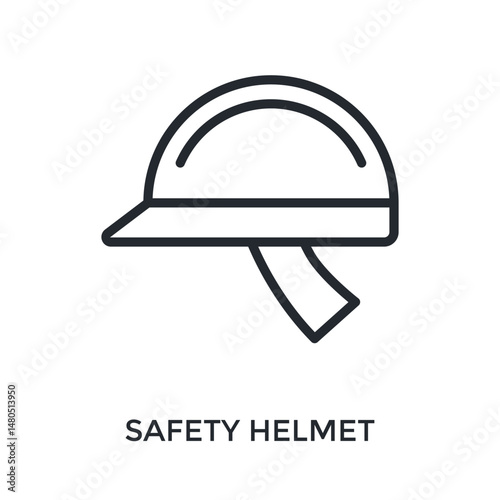 Safety Helmet Icon Outline Style. Vector Illustration For Graphic Design