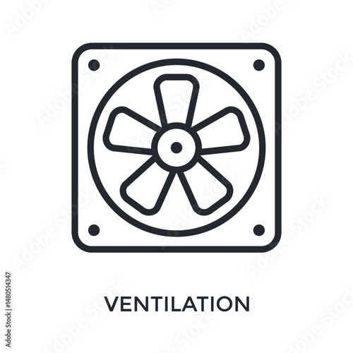 Ventilation Icon Outline Style. Vector Illustration For Graphic Design