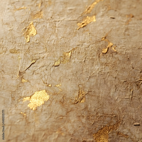 Texture background korean paper beige with gold, paper texture 