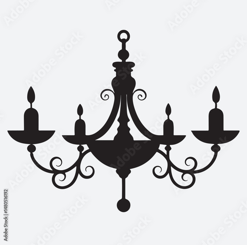 a chandelier silhouette vector art illustration, chandelier silhouette vector
