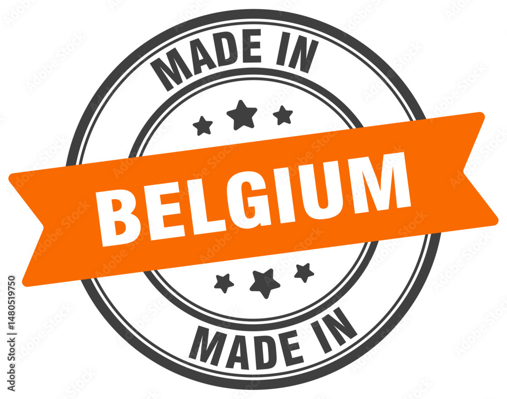 Fototapeta premium Made in Belgium round sign. Made in Belgium stamp.