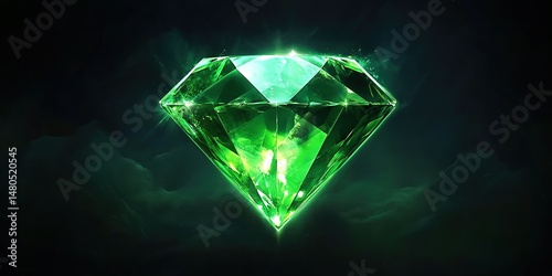 Wallpaper Mural A glowing green diamond with a dark background Torontodigital.ca