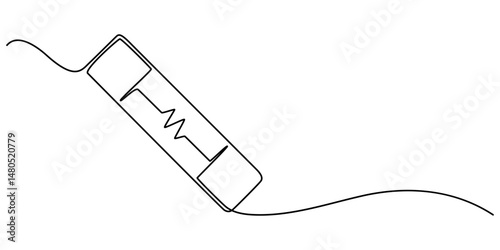 electric fuse continuous one line drawing, Electric fuse icon Flat outline fill, Electric fuse icon Vector flat thin line illustration, Car electrical fuses isolated on white background object concept