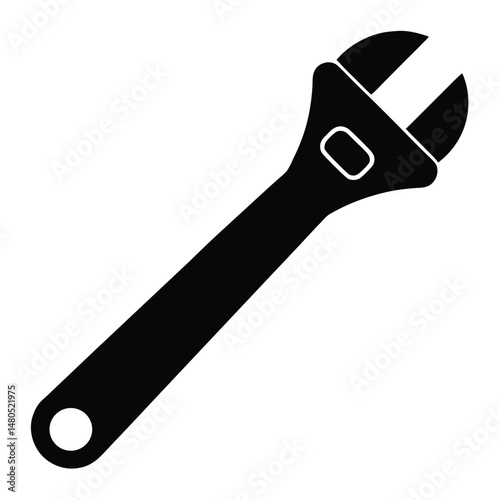 Factory worker element isolated adjustable spanner on white background