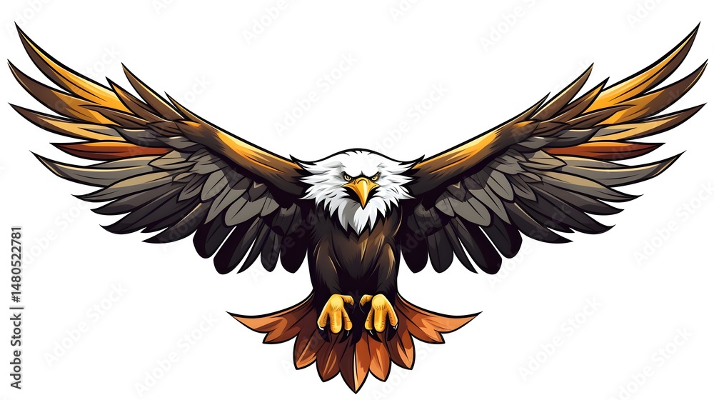 Fototapeta premium Eagle Tattoo Cartoon Vector Illustration Isolated - Creative Wildlife Design Element