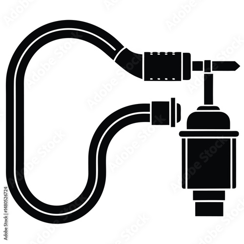 Factory worker element isolated compressed air hose on white background