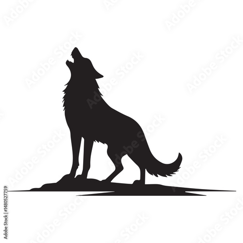 wild wolf black and white set silhouette of wolves vector illustration howling transparent background