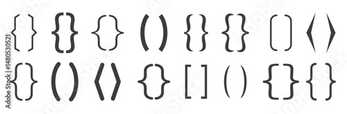 Bracket icon set. Text brackets collection. Curly brace set. Vector illustration