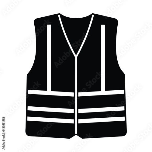 Factory worker element isolated high-visibility vest on white background