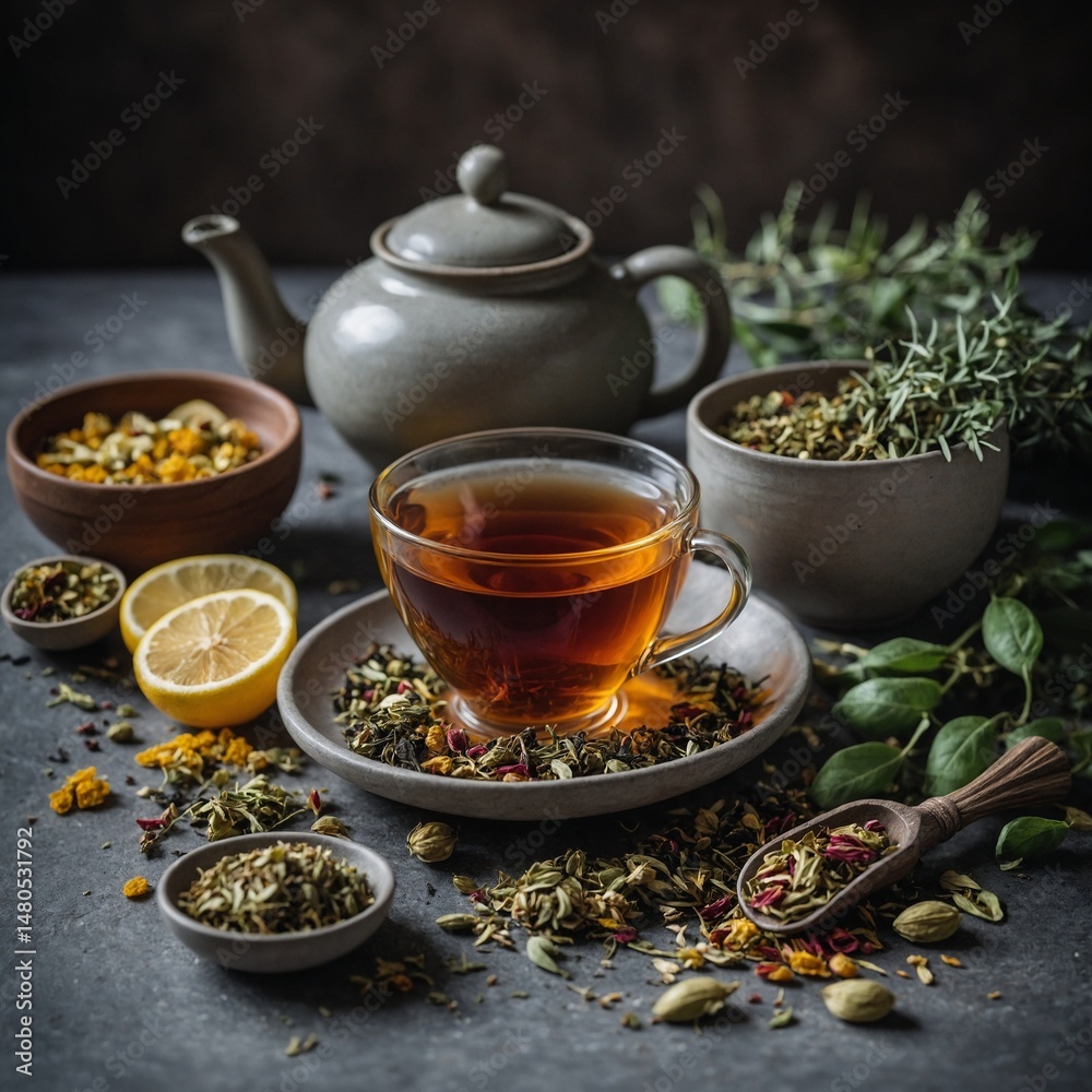Fototapeta premium Clean Eating with Herbal Tea Detox Kit