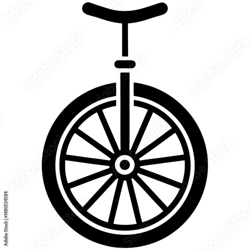 Simple unicycle black silhouette vector illustration