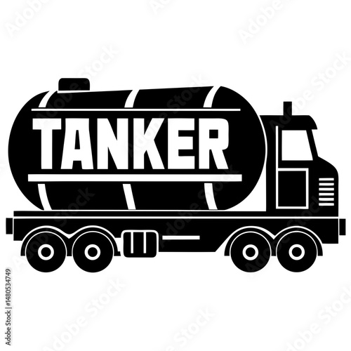 Tanker truck black silhouette vector illustration