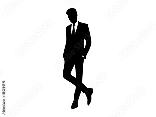 Silhouette of a Confident Businessman in Stylish Suit