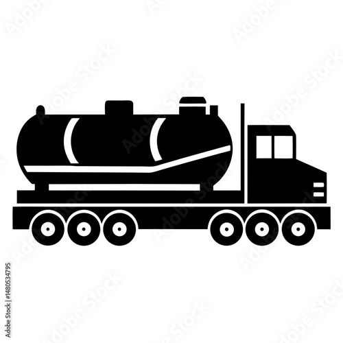 Tanker truck black silhouette vector illustration