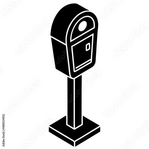 Isometric parking meter black silhouette vector illustration