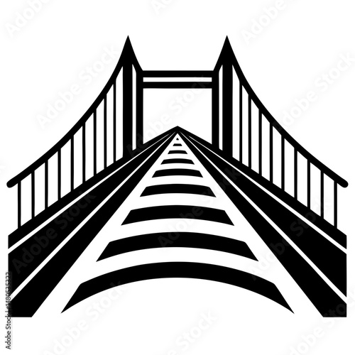 Bridge perspective black silhouette vector illustration