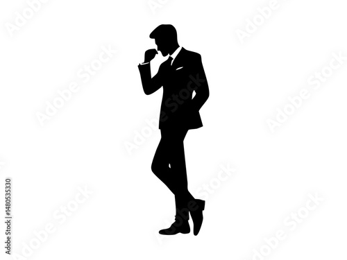 Silhouette of a Confident Businessman in Stylish Suit