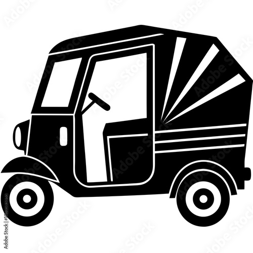 Auto rickshaw black silhouette vector illustration