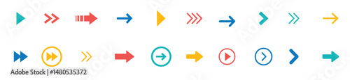 Arrow icon set. Arrows colored collection. White background.