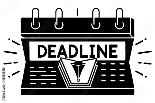 Deadline calendar reminder silhouette vector illustration