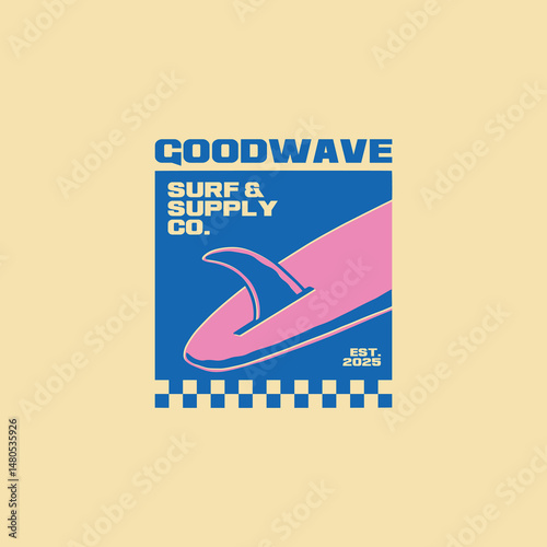 Vintage surf design template for surf club, surf shop, surf merch.	