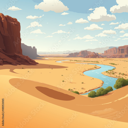 Golden Sand Dunes in the Sahara Desert Under a Clear Sky