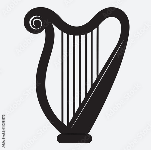 aeolian harp silhouette vector art illustration, classical music instrument