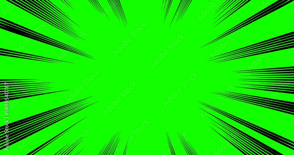 Obraz premium Green Comic Burst Background – Dynamic Radial Speed Lines Effect