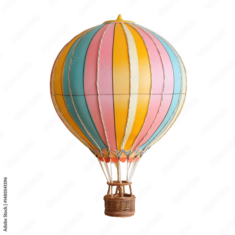 Fototapeta premium Colorful hot air balloon decoration on transparent background